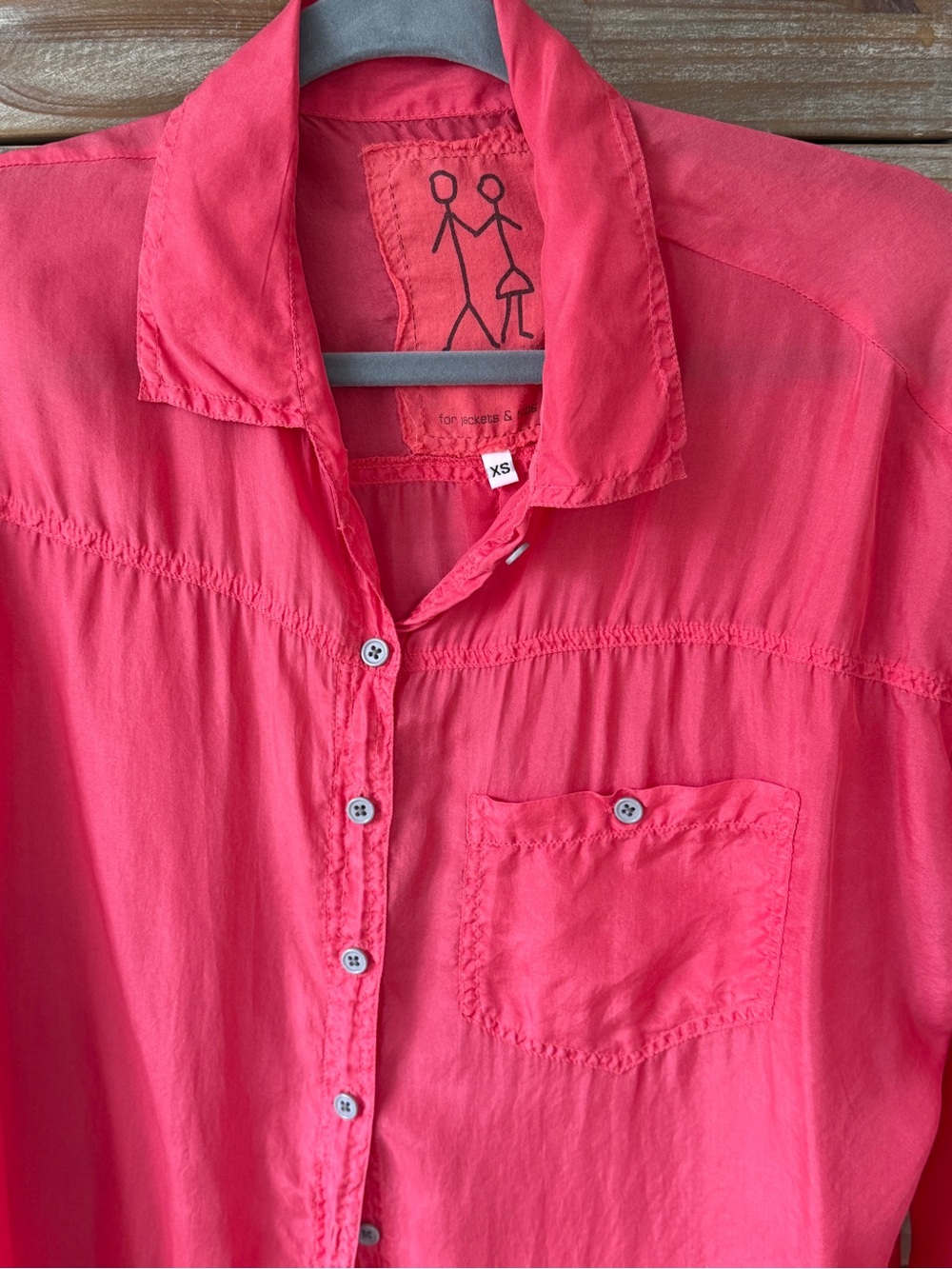 Gorgeous like-new 100% silk Pete & Greta oversized pinkish red button down